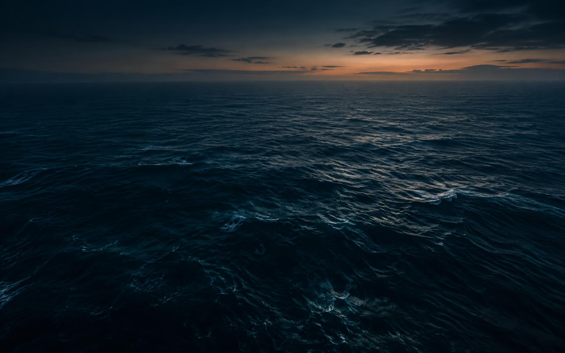 Mar Mediterráneo oscuro al atardecer, fondo aéreo cinematográfico